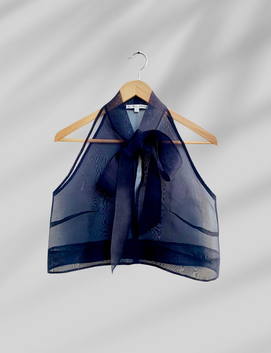 ORGANZA CROP TOP IN DARK NAVY