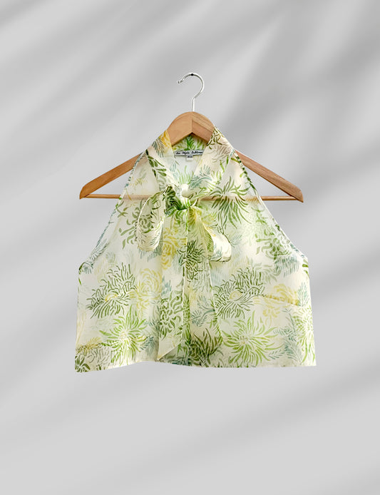 ORGANZA CROP TOP IN PATTERN GREEN