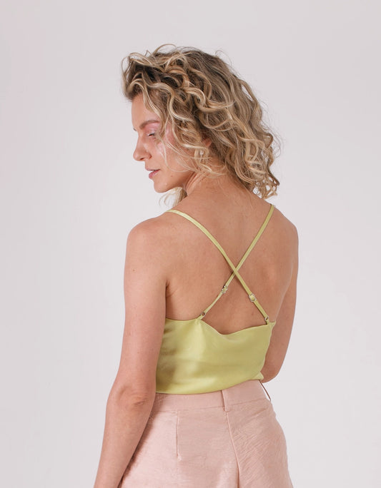 SILK SLIP TOP IN CHARTREUSE