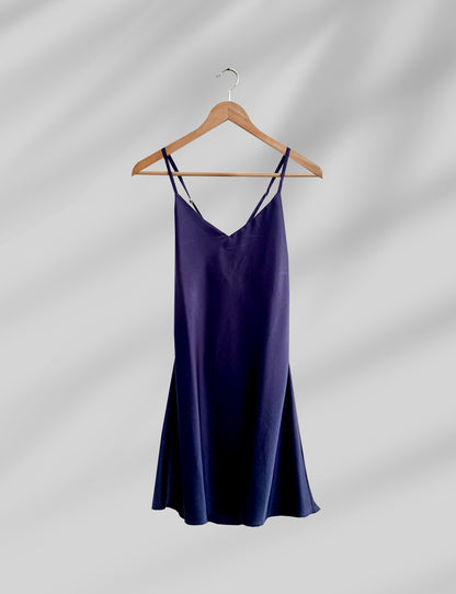 SILK SLIP DRESS IN NAVY
