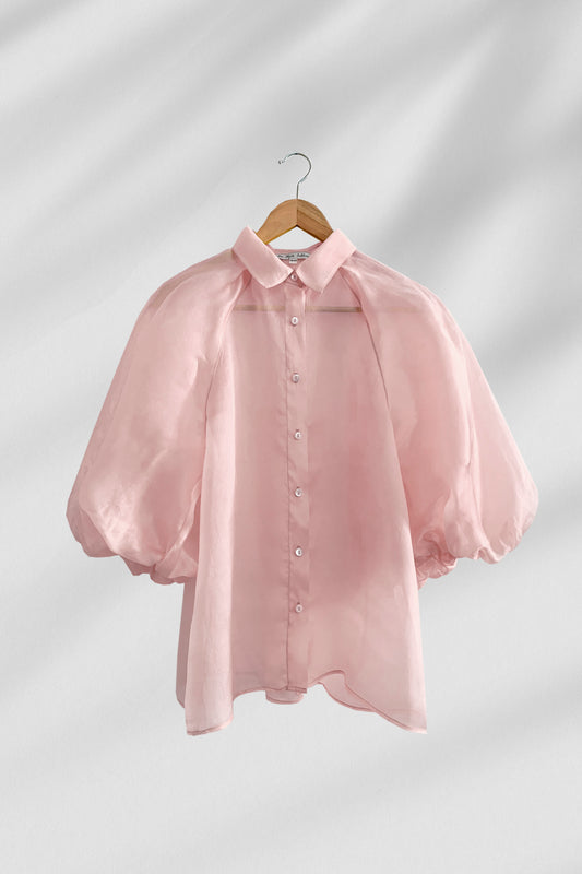 ORGANZA PUFF SLEEVE BLOUSE IN BLUSH