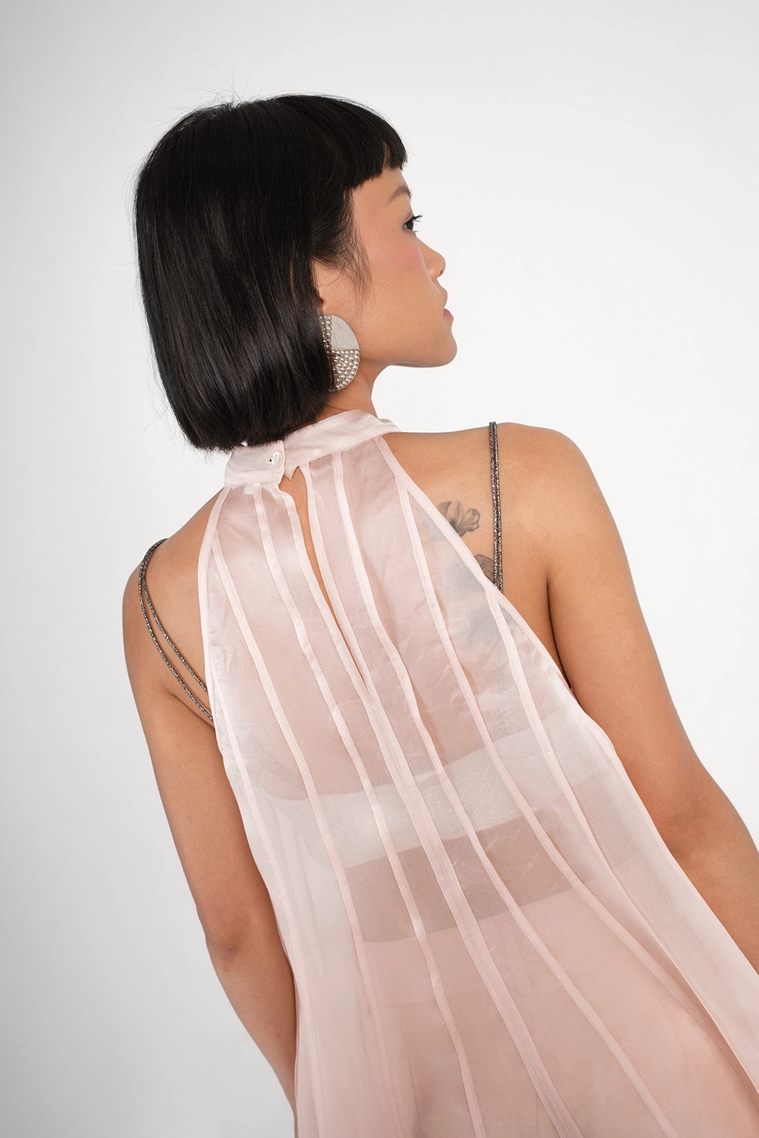 ORGANZA FLARE DRESS IN BLUSH