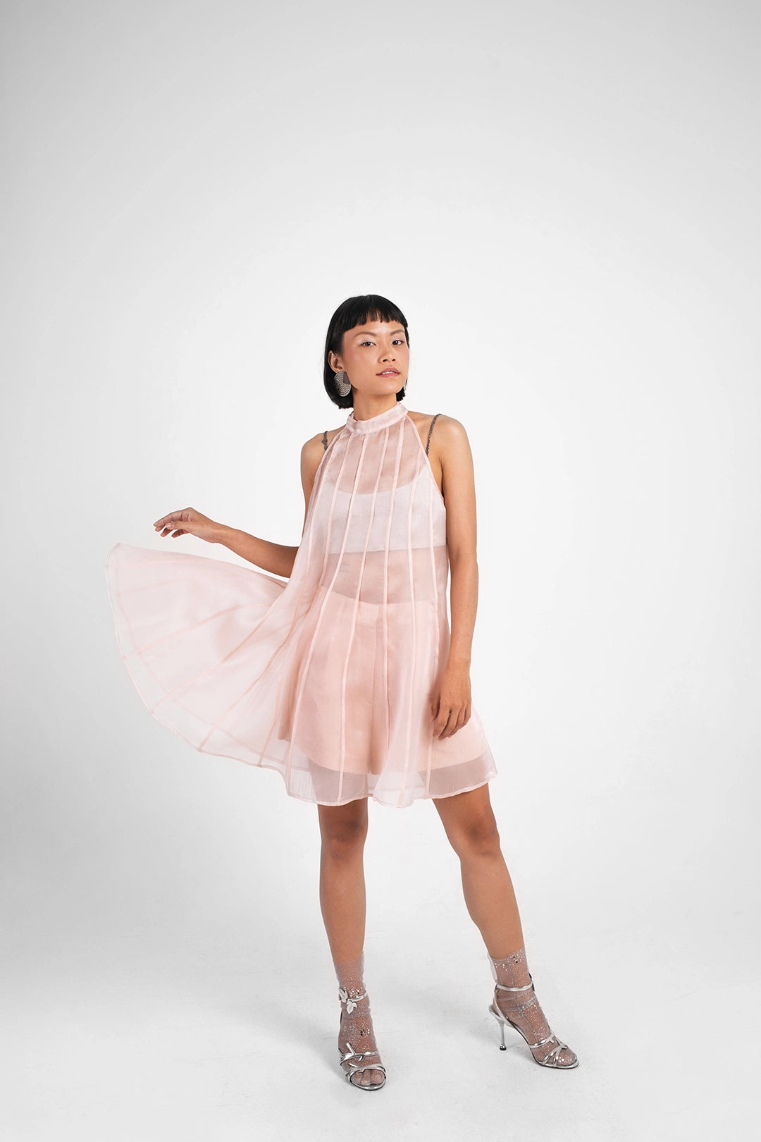 ORGANZA FLARE DRESS IN BLUSH