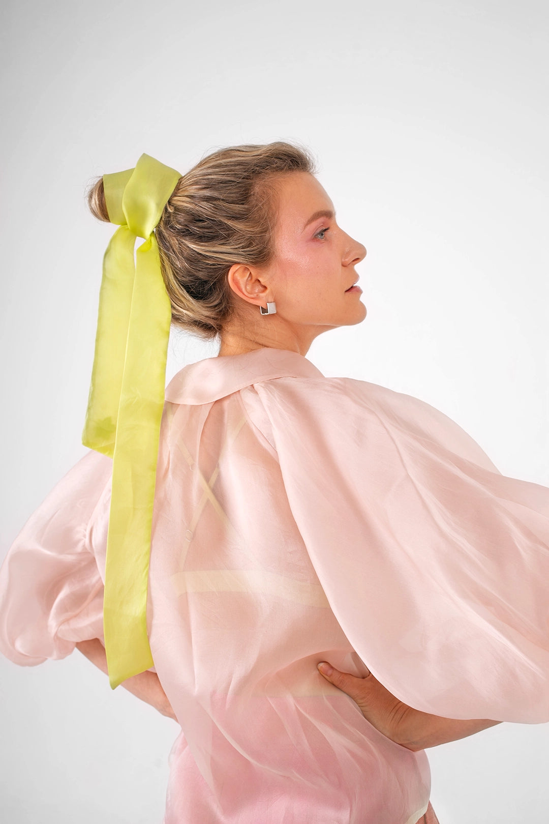 ORGANZA PUFF SLEEVE BLOUSE IN BLUSH