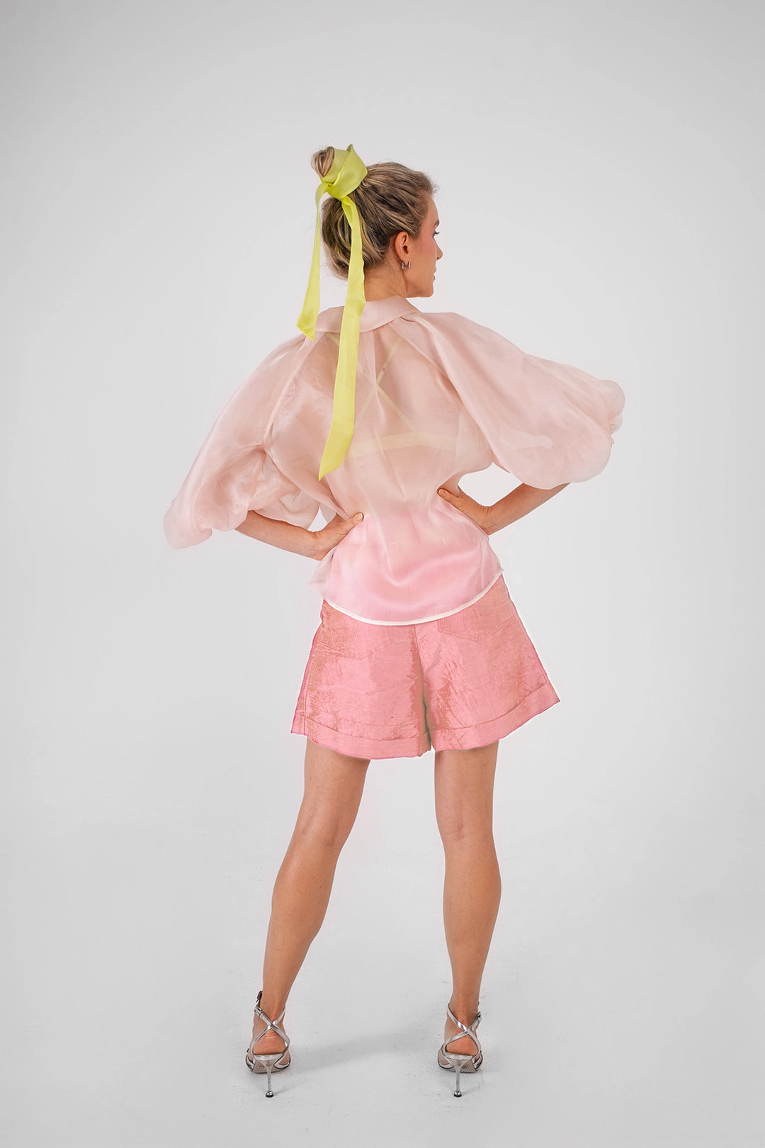 ORGANZA PUFF SLEEVE BLOUSE IN BLUSH