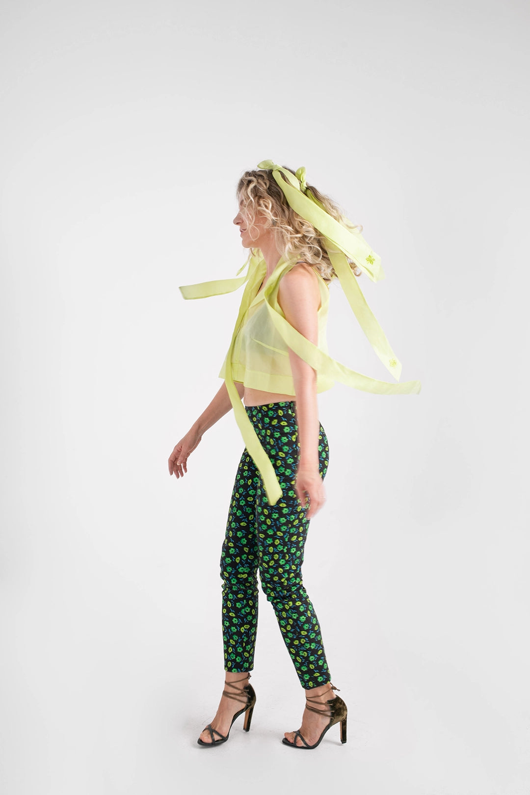 ORGANZA CROP TOP IN CHARTREUSE