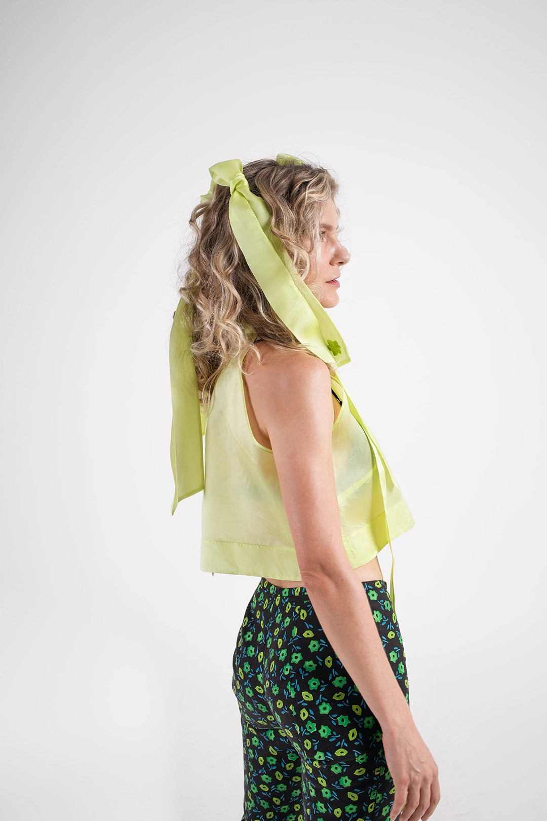 ORGANZA CROP TOP IN CHARTREUSE