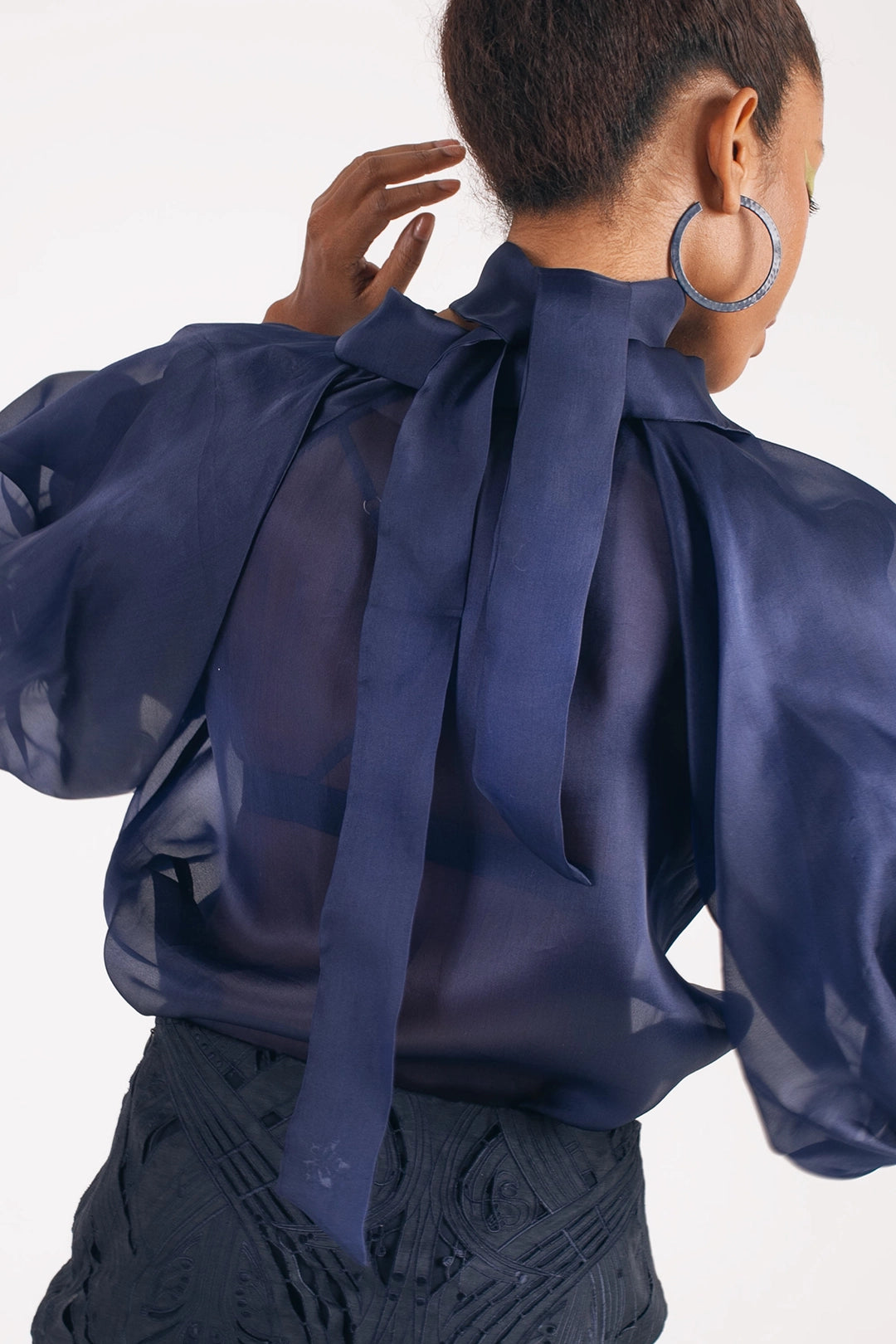 ORGANZA RIBBON IN NAVY