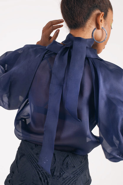 ORGANZA RIBBON IN NAVY