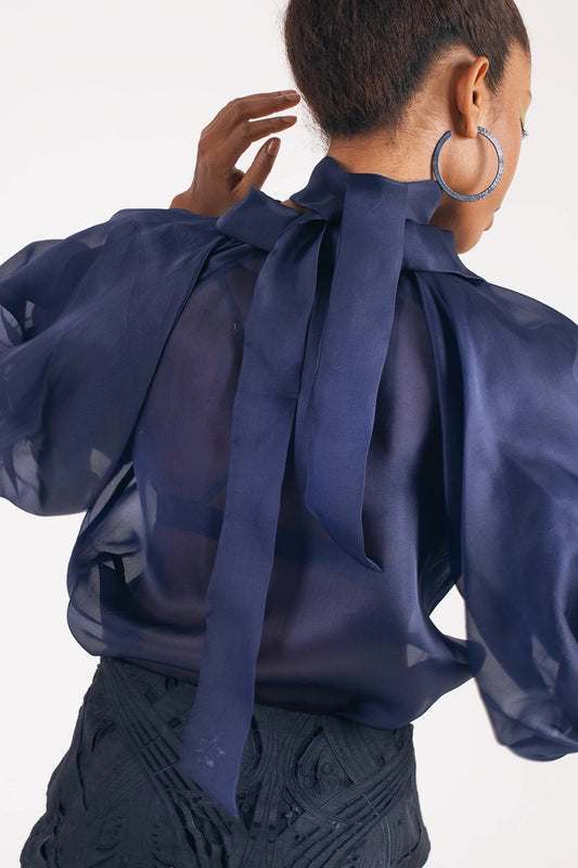 ORGANZA RIBBON IN NAVY