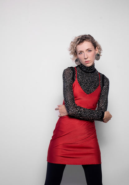 SILK SLIP DRESS IN SCARLET
