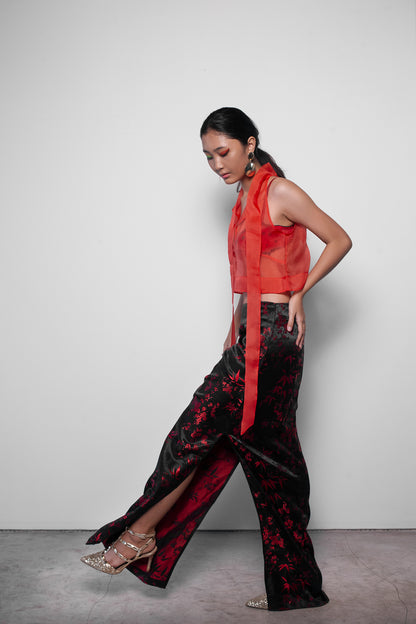 ORGANZA CROP TOP IN SCARLET