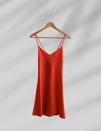 SILK SLIP DRESS IN SCARLET