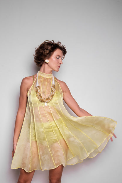 ORGANZA FLARE DRESS IN CITRON